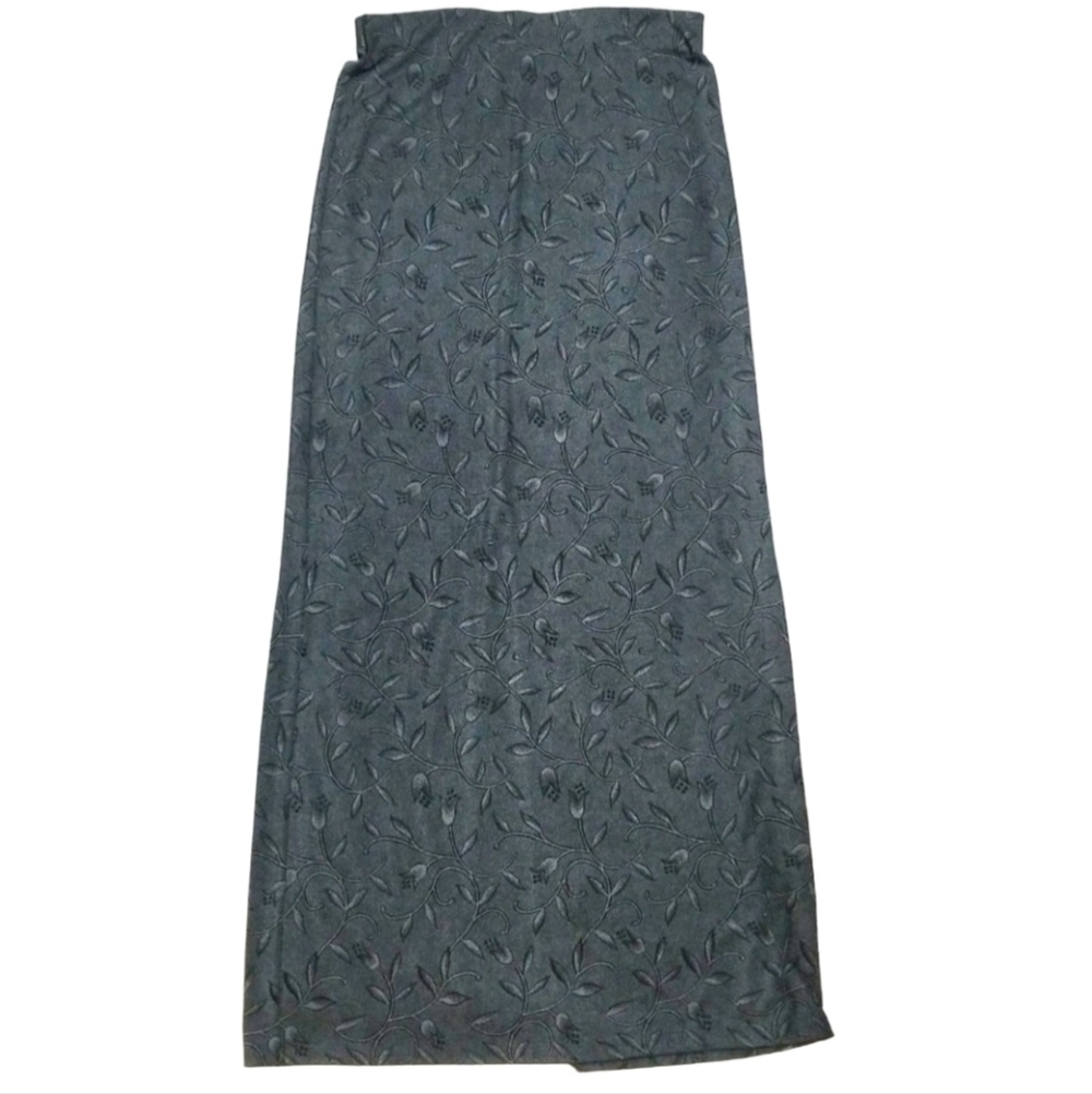 Essex Dark Grey Floral Textured Maxi Skirt - Medium